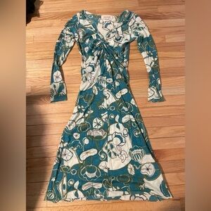Hache Blue and White Patterned Long Sleeve Dress Size 44